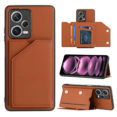 Soft Luxury Leather Snap On Case Cover YB1 for Xiaomi Poco X5 5G Brown