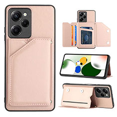 Soft Luxury Leather Snap On Case Cover YB1 for Xiaomi Poco X5 Pro 5G Rose Gold