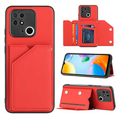 Soft Luxury Leather Snap On Case Cover YB1 for Xiaomi Redmi 10 India Red