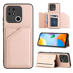 Soft Luxury Leather Snap On Case Cover YB1 for Xiaomi Redmi 10 India Rose Gold