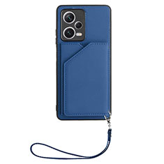 Soft Luxury Leather Snap On Case Cover YB1 for Xiaomi Redmi Note 12 Pro 5G Blue