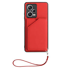 Soft Luxury Leather Snap On Case Cover YB1 for Xiaomi Redmi Note 12 Pro 5G Red