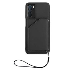 Soft Luxury Leather Snap On Case Cover YB2 for Oppo A16 Black