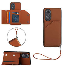 Soft Luxury Leather Snap On Case Cover YB2 for Oppo A18 Brown