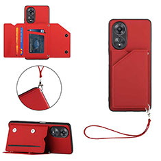 Soft Luxury Leather Snap On Case Cover YB2 for Oppo A18 Red
