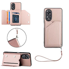 Soft Luxury Leather Snap On Case Cover YB2 for Oppo A18 Rose Gold