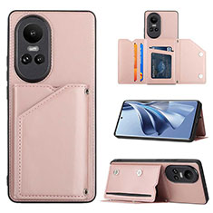 Soft Luxury Leather Snap On Case Cover YB2 for Oppo Reno10 5G Rose Gold