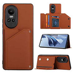 Soft Luxury Leather Snap On Case Cover YB2 for Oppo Reno10 Pro 5G Brown