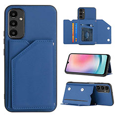 Soft Luxury Leather Snap On Case Cover YB2 for Samsung Galaxy A24 4G Blue