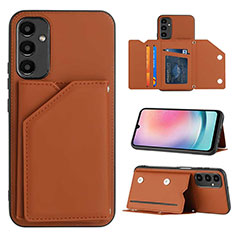 Soft Luxury Leather Snap On Case Cover YB2 for Samsung Galaxy A24 4G Brown