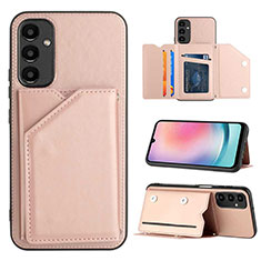 Soft Luxury Leather Snap On Case Cover YB2 for Samsung Galaxy A24 4G Rose Gold