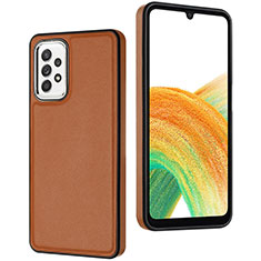 Soft Luxury Leather Snap On Case Cover YB2 for Samsung Galaxy A33 5G Brown