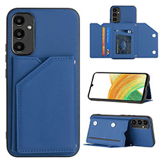 Soft Luxury Leather Snap On Case Cover YB2 for Samsung Galaxy A34 5G Blue