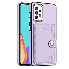 Soft Luxury Leather Snap On Case Cover YB2 for Samsung Galaxy A52 4G Purple