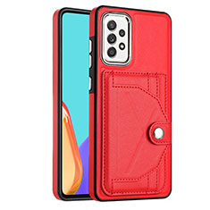 Soft Luxury Leather Snap On Case Cover YB2 for Samsung Galaxy A52 4G Red