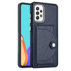 Soft Luxury Leather Snap On Case Cover YB2 for Samsung Galaxy A52s 5G Blue