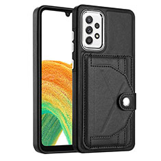 Soft Luxury Leather Snap On Case Cover YB2 for Samsung Galaxy A73 5G Black