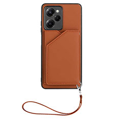 Soft Luxury Leather Snap On Case Cover YB2 for Xiaomi Poco X5 Pro 5G Brown