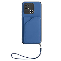 Soft Luxury Leather Snap On Case Cover YB2 for Xiaomi Redmi 10 India Blue