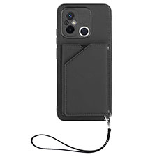 Soft Luxury Leather Snap On Case Cover YB2 for Xiaomi Redmi 12C 4G Black