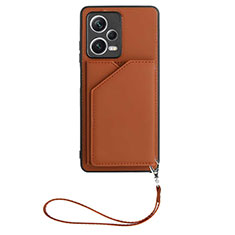 Soft Luxury Leather Snap On Case Cover YB2 for Xiaomi Redmi Note 12 5G Brown
