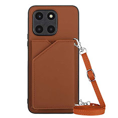 Soft Luxury Leather Snap On Case Cover YB3 for Huawei Honor X8b Brown