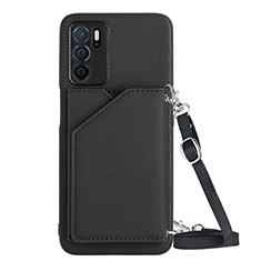 Soft Luxury Leather Snap On Case Cover YB3 for Oppo A16 Black