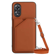 Soft Luxury Leather Snap On Case Cover YB3 for Oppo A17 Brown