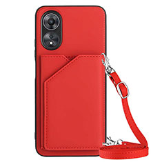 Soft Luxury Leather Snap On Case Cover YB3 for Oppo A17 Red