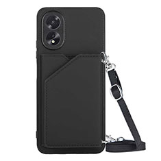 Soft Luxury Leather Snap On Case Cover YB3 for Oppo A18 Black