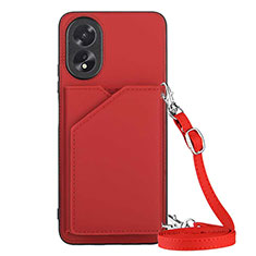 Soft Luxury Leather Snap On Case Cover YB3 for Oppo A18 Red