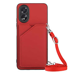 Soft Luxury Leather Snap On Case Cover YB3 for Oppo A38 Red