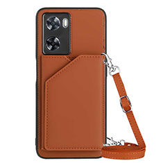 Soft Luxury Leather Snap On Case Cover YB3 for Oppo A57 4G Brown