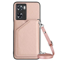 Soft Luxury Leather Snap On Case Cover YB3 for Oppo A57 4G Rose Gold