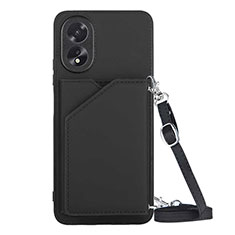 Soft Luxury Leather Snap On Case Cover YB3 for Oppo A58 4G Black