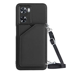 Soft Luxury Leather Snap On Case Cover YB3 for Oppo A77 4G Black
