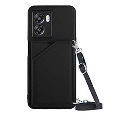Soft Luxury Leather Snap On Case Cover YB3 for Oppo A77 5G Black