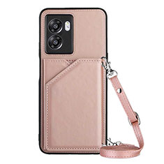 Soft Luxury Leather Snap On Case Cover YB3 for Oppo A77 5G Rose Gold