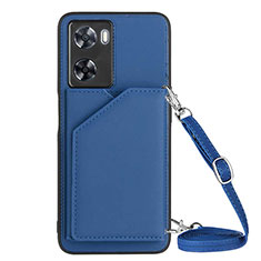 Soft Luxury Leather Snap On Case Cover YB3 for Oppo A77s Blue