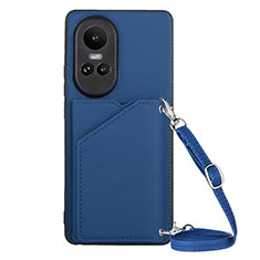 Soft Luxury Leather Snap On Case Cover YB3 for Oppo Reno10 Pro 5G Blue