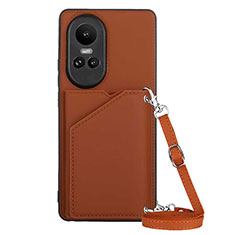 Soft Luxury Leather Snap On Case Cover YB3 for Oppo Reno10 Pro 5G Brown