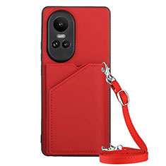 Soft Luxury Leather Snap On Case Cover YB3 for Oppo Reno10 Pro 5G Red