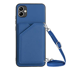 Soft Luxury Leather Snap On Case Cover YB3 for Samsung Galaxy A04 4G Blue