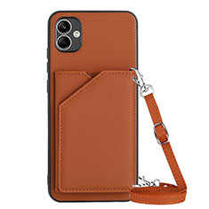 Soft Luxury Leather Snap On Case Cover YB3 for Samsung Galaxy A04 4G Brown