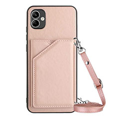 Soft Luxury Leather Snap On Case Cover YB3 for Samsung Galaxy A04 4G Rose Gold