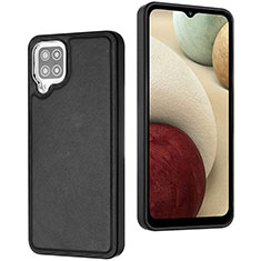 Soft Luxury Leather Snap On Case Cover YB3 for Samsung Galaxy A12 Nacho Black