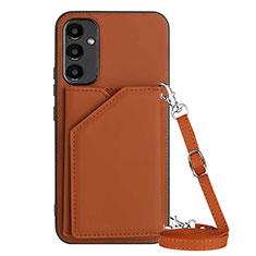 Soft Luxury Leather Snap On Case Cover YB3 for Samsung Galaxy A14 4G Brown