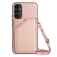 Soft Luxury Leather Snap On Case Cover YB3 for Samsung Galaxy A24 4G Rose Gold