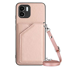 Soft Luxury Leather Snap On Case Cover YB3 for Xiaomi Poco C50 Rose Gold