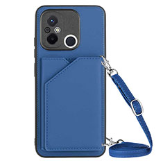 Soft Luxury Leather Snap On Case Cover YB3 for Xiaomi Poco C55 Blue